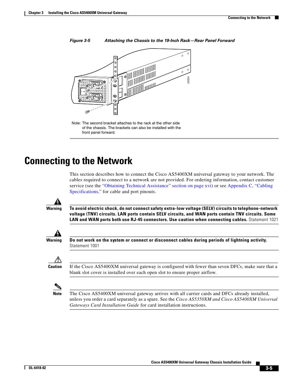 Connecting to the network, Figure 3-5 | Cisco XM Universal Gateways Cisco AS5400XM User Manual | Page 35 / 100