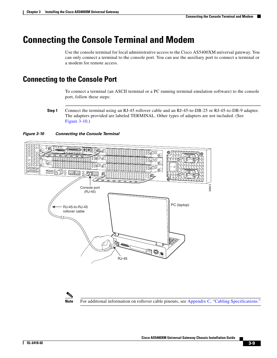 Connecting the console terminal and modem, Connecting to the console port | Cisco XM Universal Gateways Cisco AS5400XM User Manual | Page 39 / 100