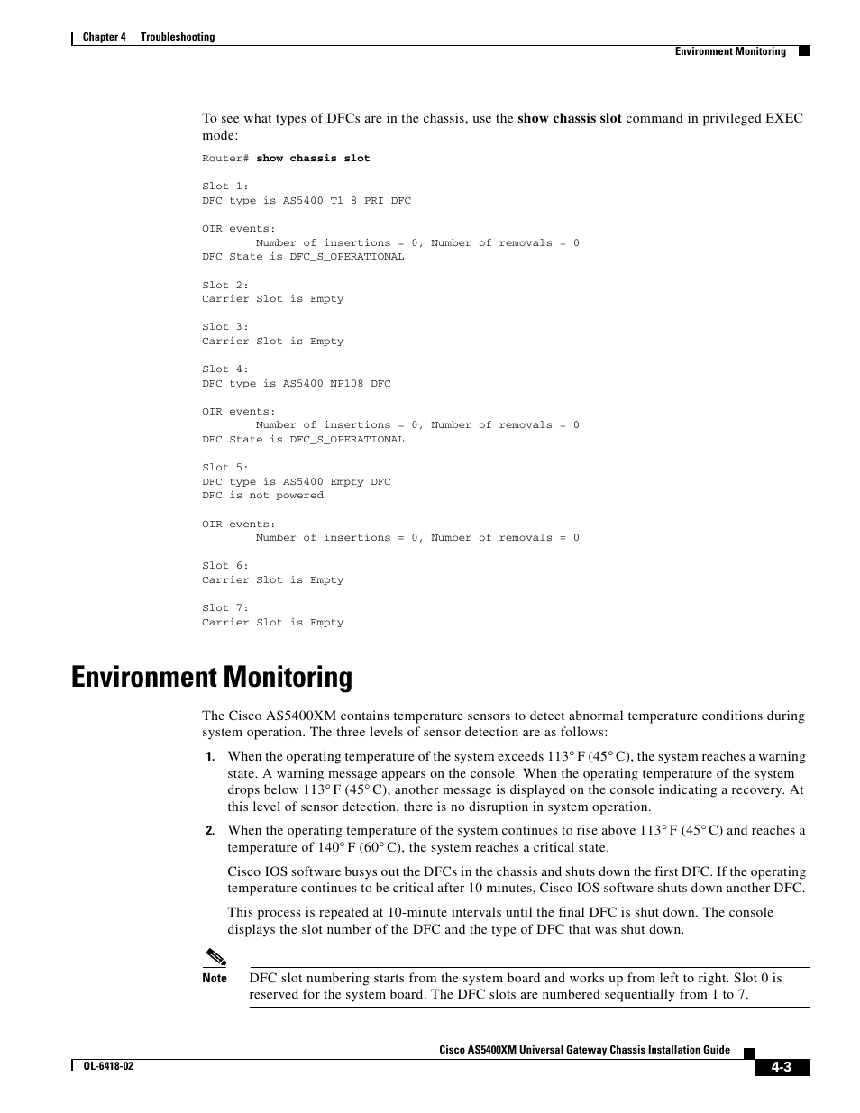 Environment monitoring | Cisco XM Universal Gateways Cisco AS5400XM User Manual | Page 49 / 100