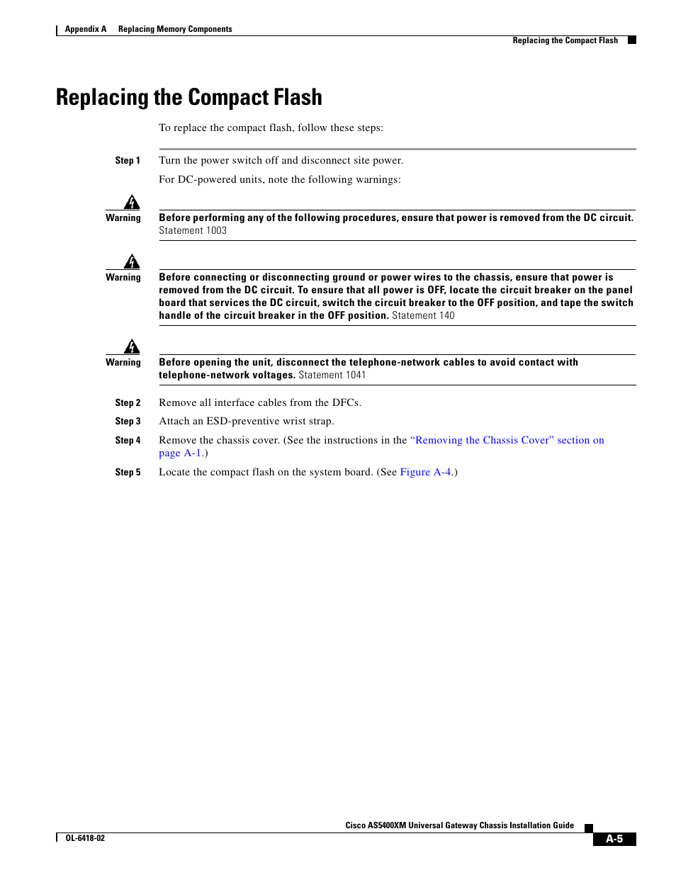 Replacing the compact flash | Cisco XM Universal Gateways Cisco AS5400XM User Manual | Page 59 / 100