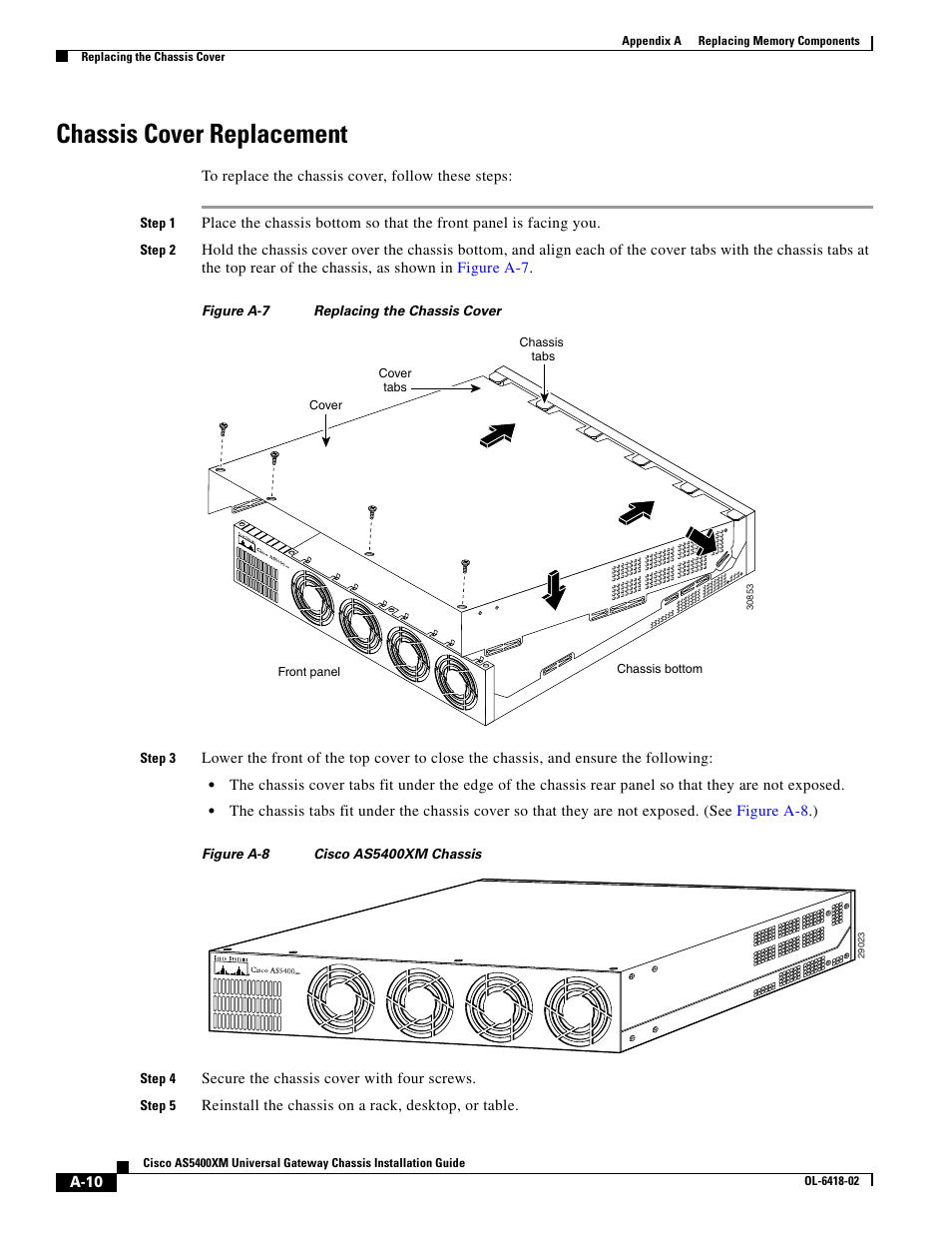 Chassis cover replacement | Cisco XM Universal Gateways Cisco AS5400XM User Manual | Page 64 / 100