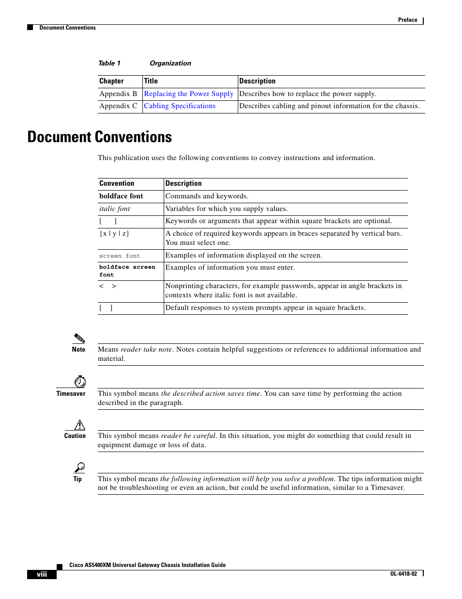 Document conventions | Cisco XM Universal Gateways Cisco AS5400XM User Manual | Page 8 / 100