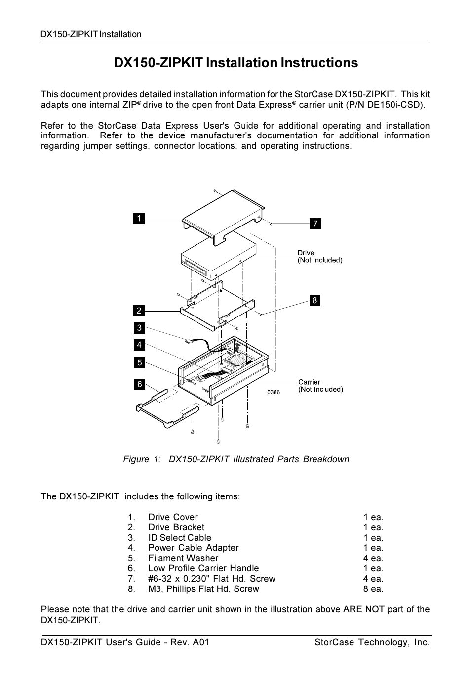 StorCase Technology DX150-ZIPKIT Zip User Manual | 4 pages