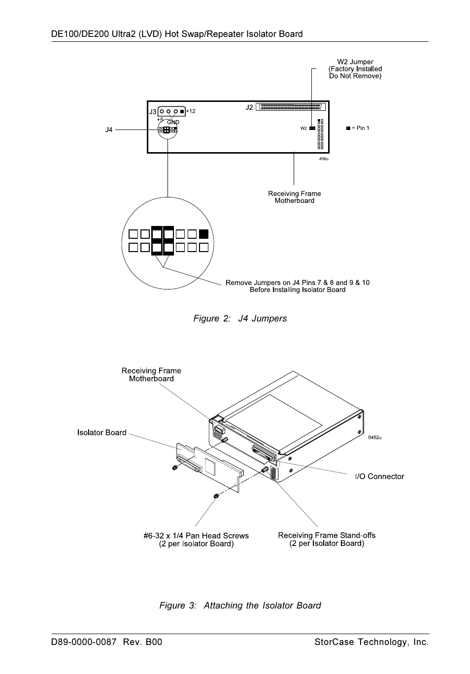 Figure 2: j4 jumpers, Figure 3: attaching the isolator board | StorCase Technology DX1/200-U2/RH Ultra2 User Manual | Page 3 / 4