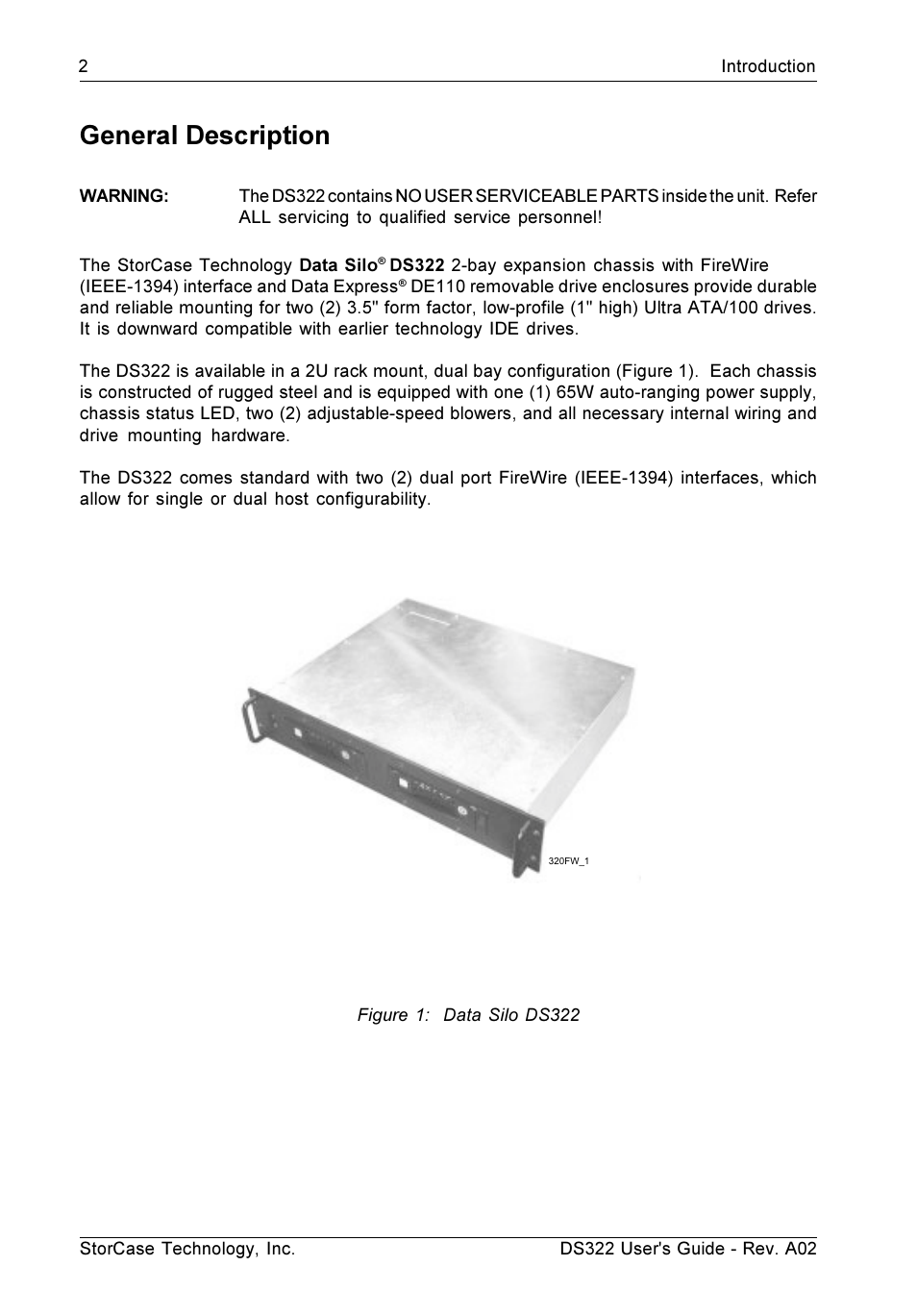 General description | StorCase Technology DS322 User Manual | Page 10 / 30