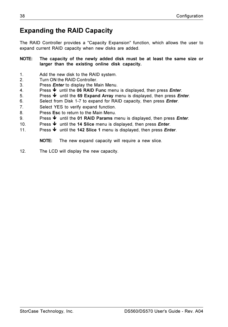 Expanding the raid capacity | StorCase Technology DS570 User Manual | Page 47 / 67