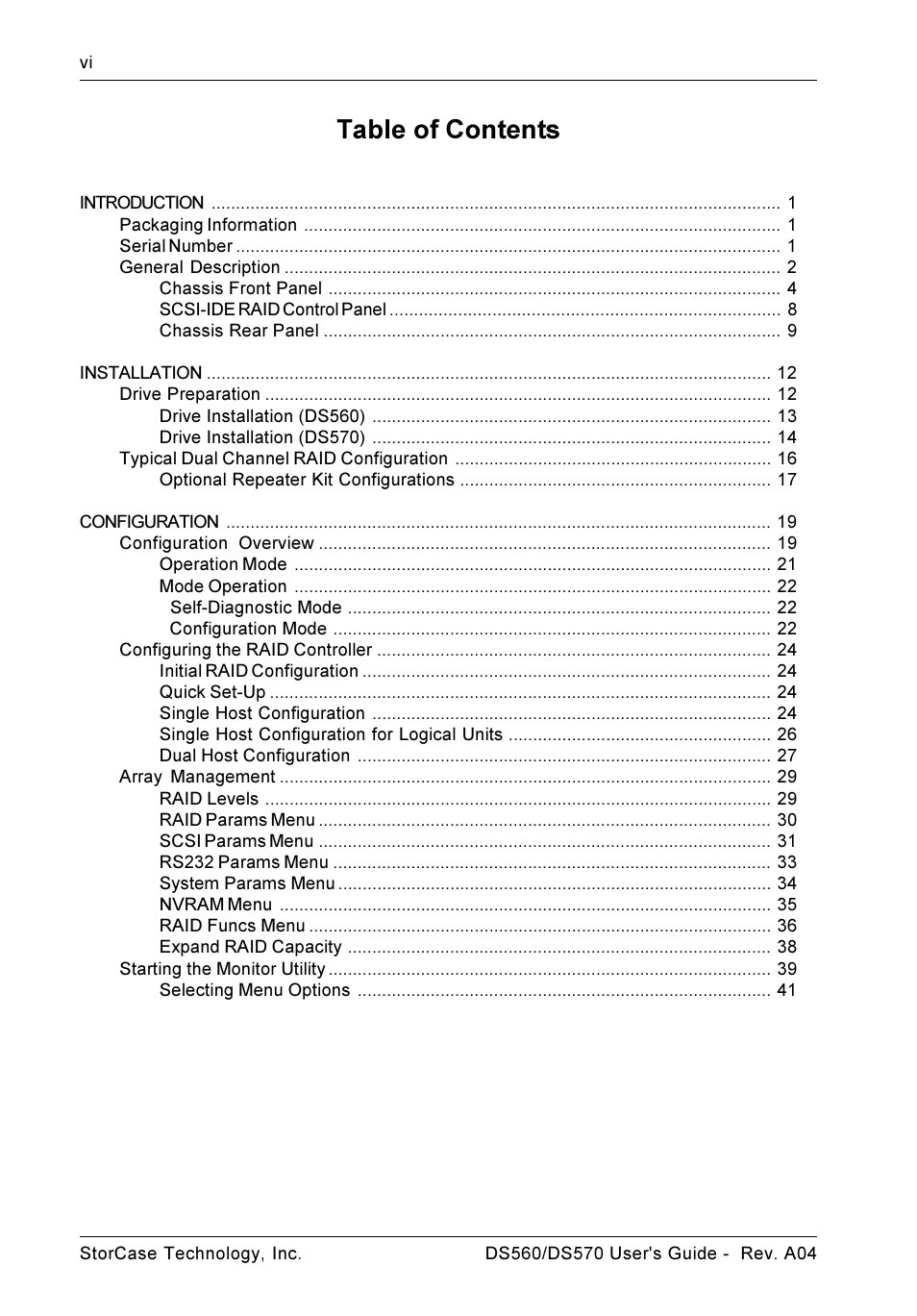 StorCase Technology DS570 User Manual | Page 7 / 67
