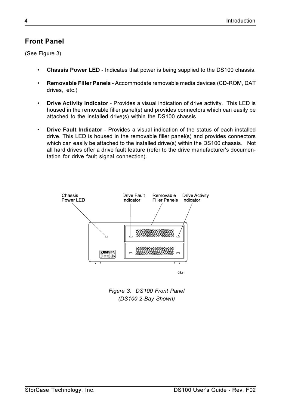 Front panel | StorCase Technology DS100 User Manual | Page 13 / 33