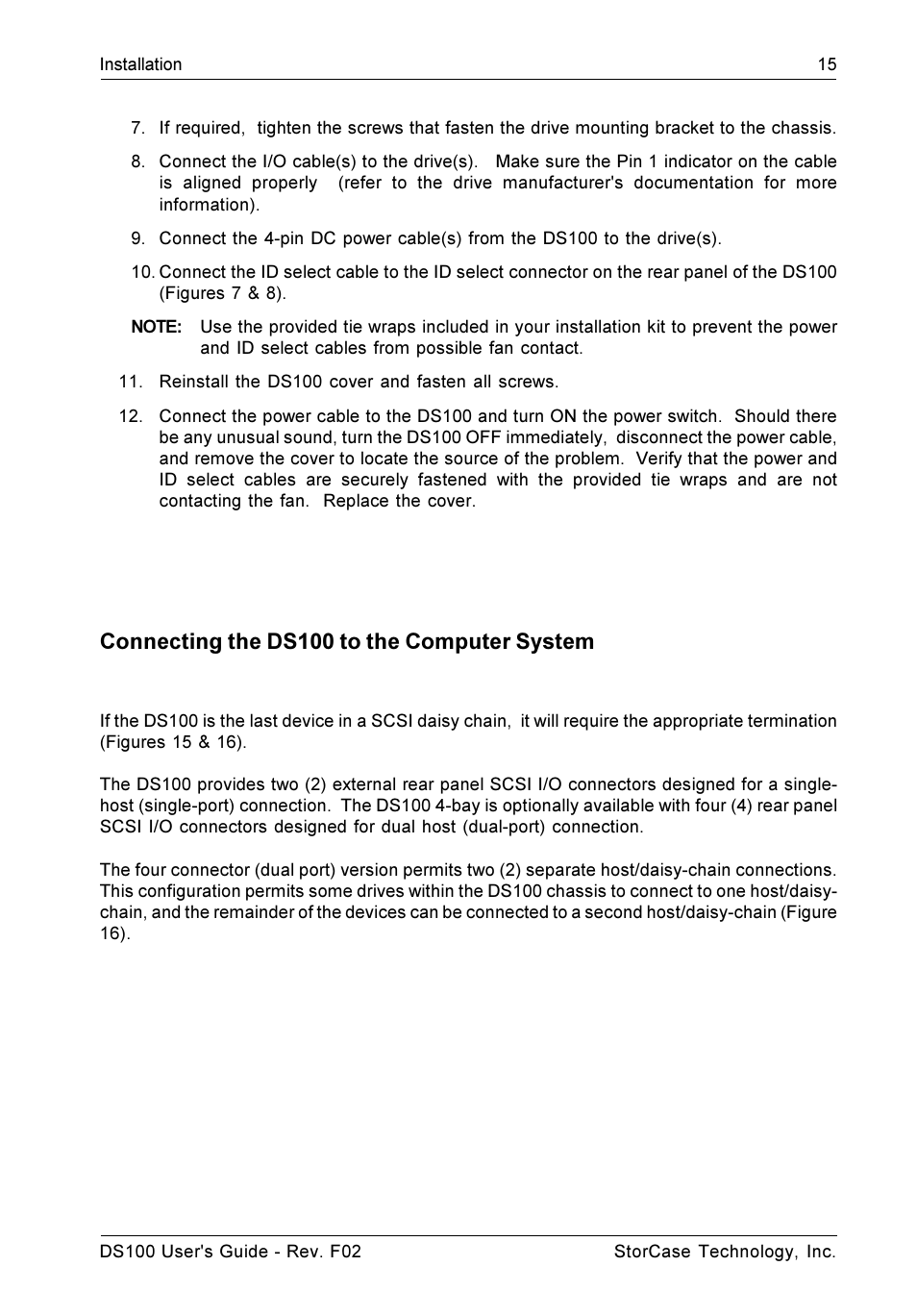 Connecting the ds100 to the computer system | StorCase Technology DS100 User Manual | Page 24 / 33