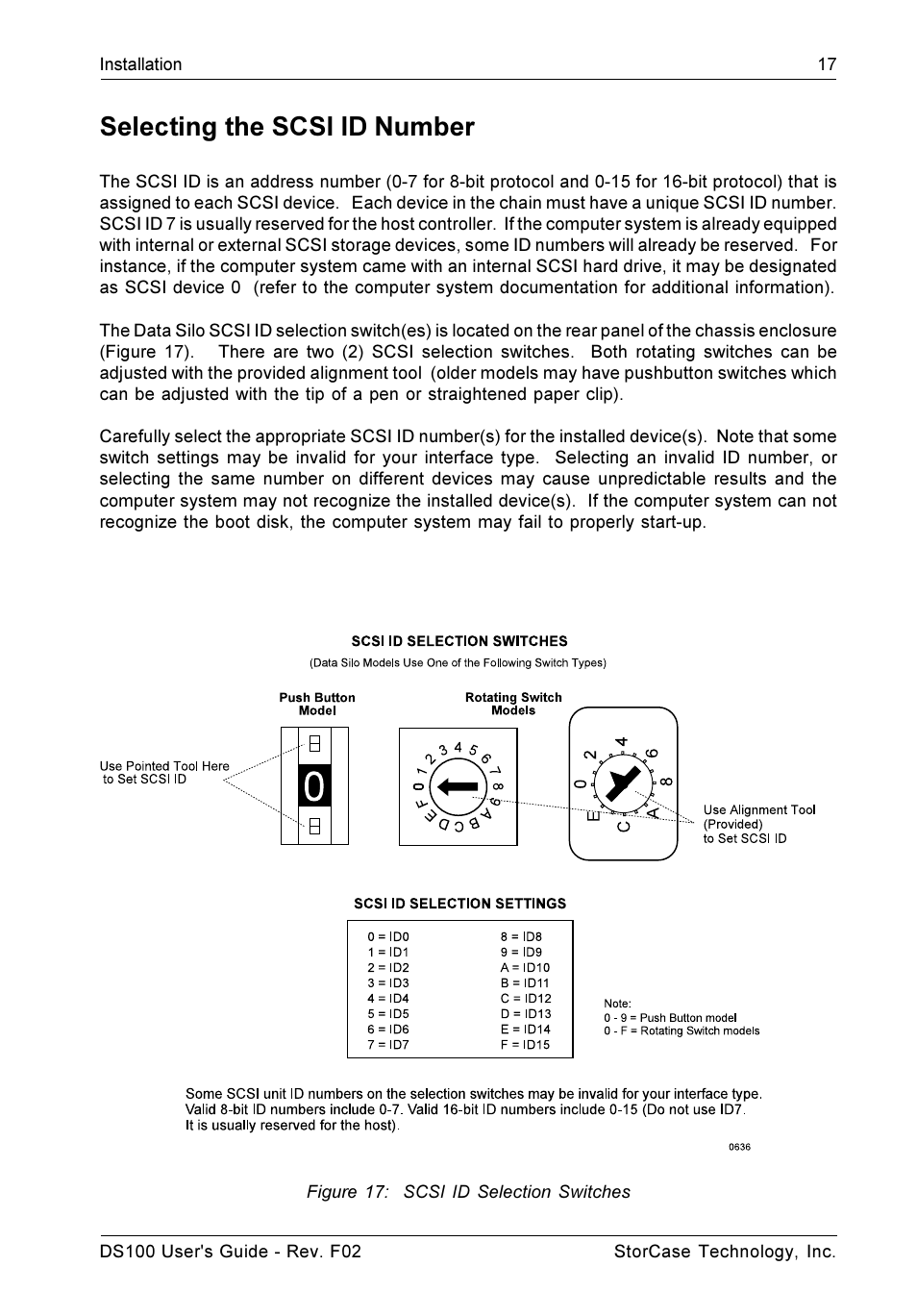 Selecting the scsi id number | StorCase Technology DS100 User Manual | Page 26 / 33