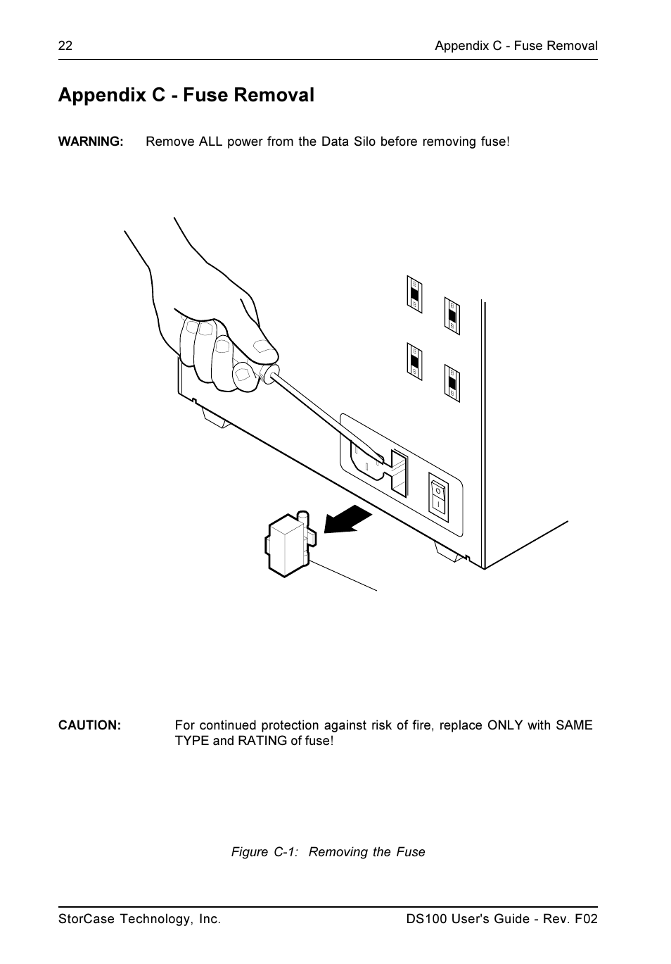 Appendix c - fuse removal | StorCase Technology DS100 User Manual | Page 31 / 33