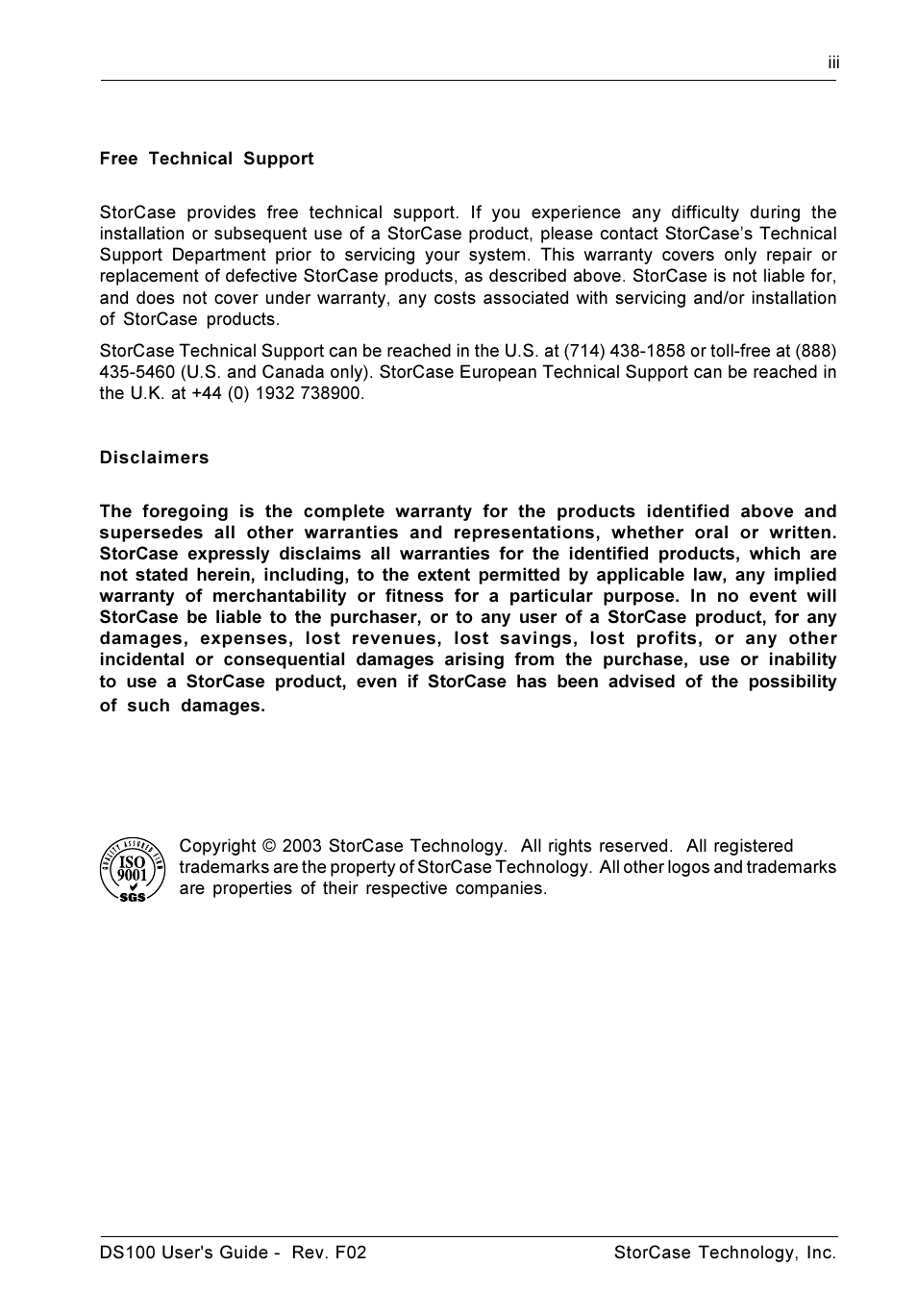 StorCase Technology DS100 User Manual | Page 4 / 33