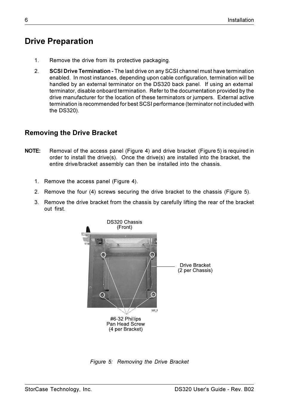 Drive preparation, Removing the drive bracket | StorCase Technology DS320 User Manual | Page 14 / 26