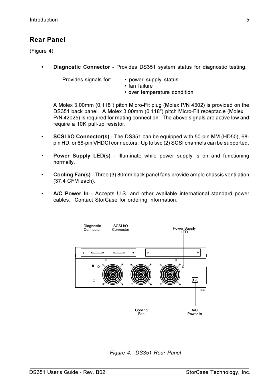 Rear panel | StorCase Technology DS351 User Manual | Page 13 / 30