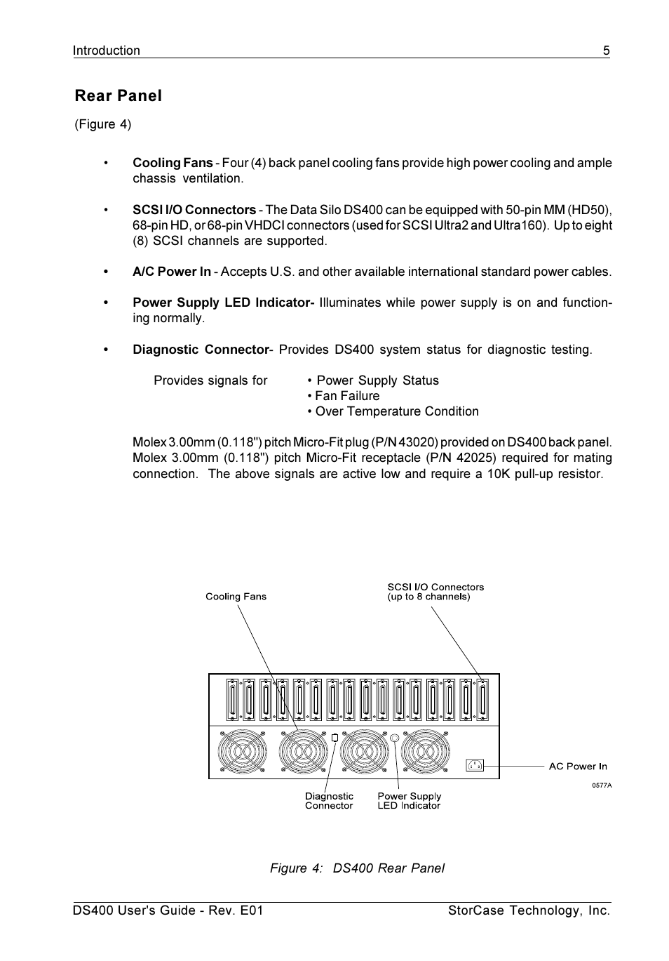Rear panel | StorCase Technology DS400 User Manual | Page 14 / 39