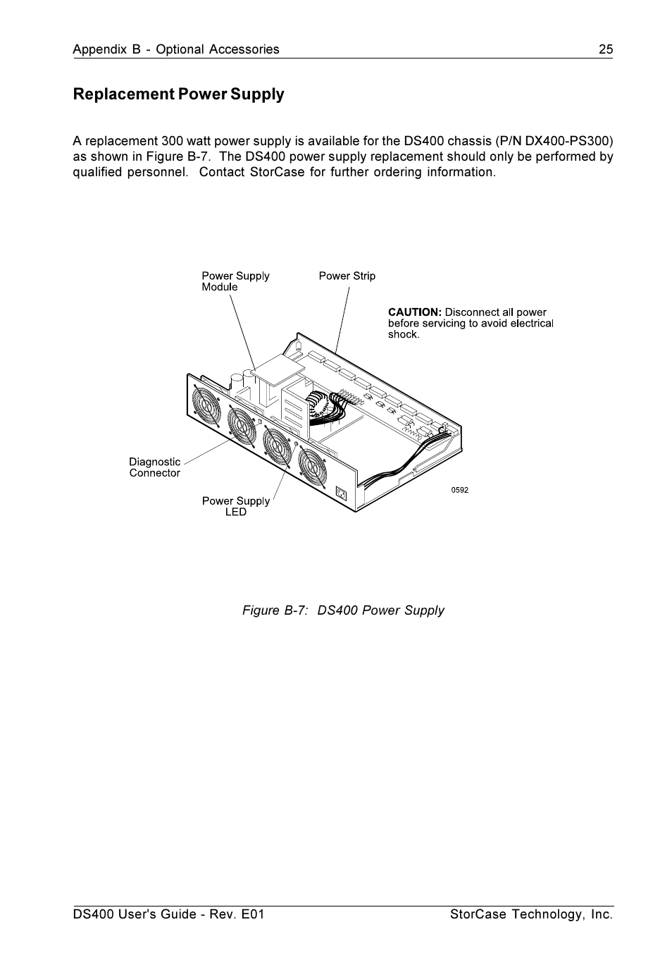 Replacement power supply | StorCase Technology DS400 User Manual | Page 34 / 39