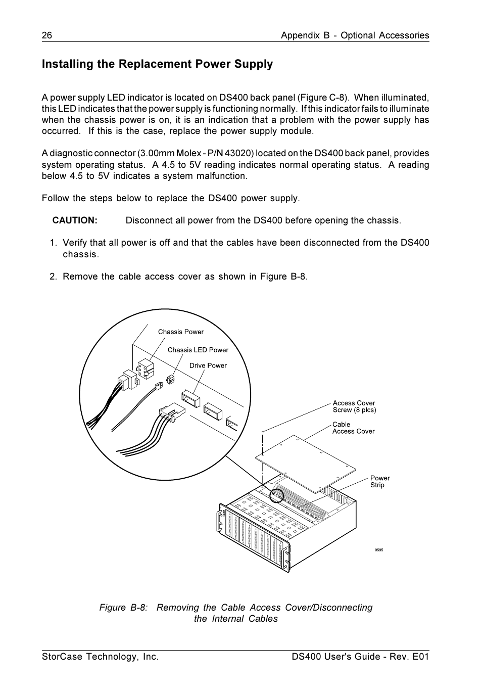 Installing the replacement power supply | StorCase Technology DS400 User Manual | Page 35 / 39