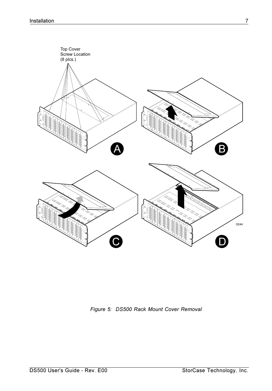 Figure 5: ds500 rack mount cover removal, Ab c d | StorCase Technology DS500 User Manual | Page 15 / 42