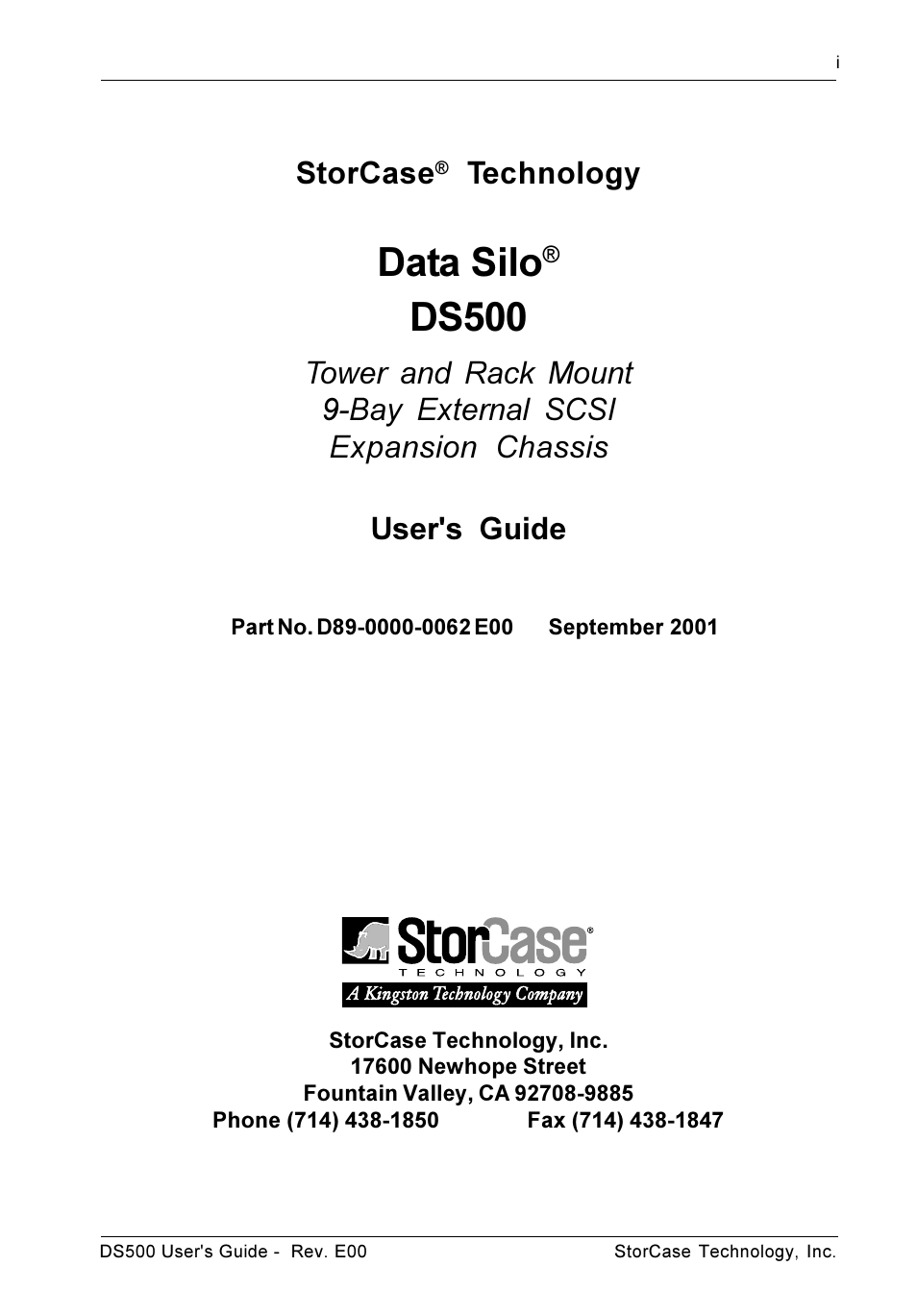 Data silo, Ds500, Storcase | Technology | StorCase Technology DS500 User Manual | Page 2 / 42