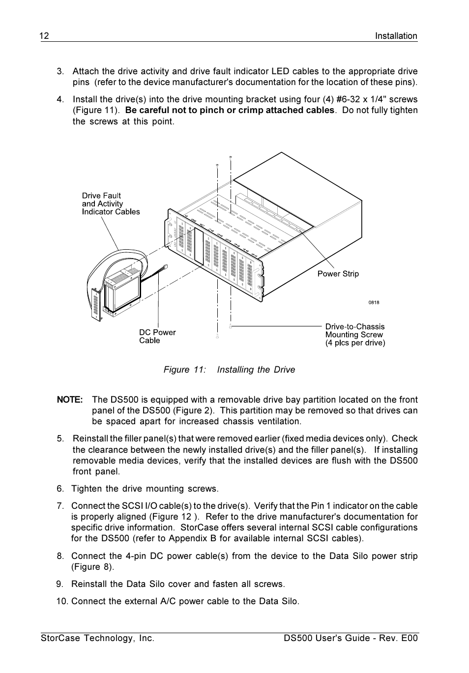 Figure 11: installing the drive | StorCase Technology DS500 User Manual | Page 20 / 42