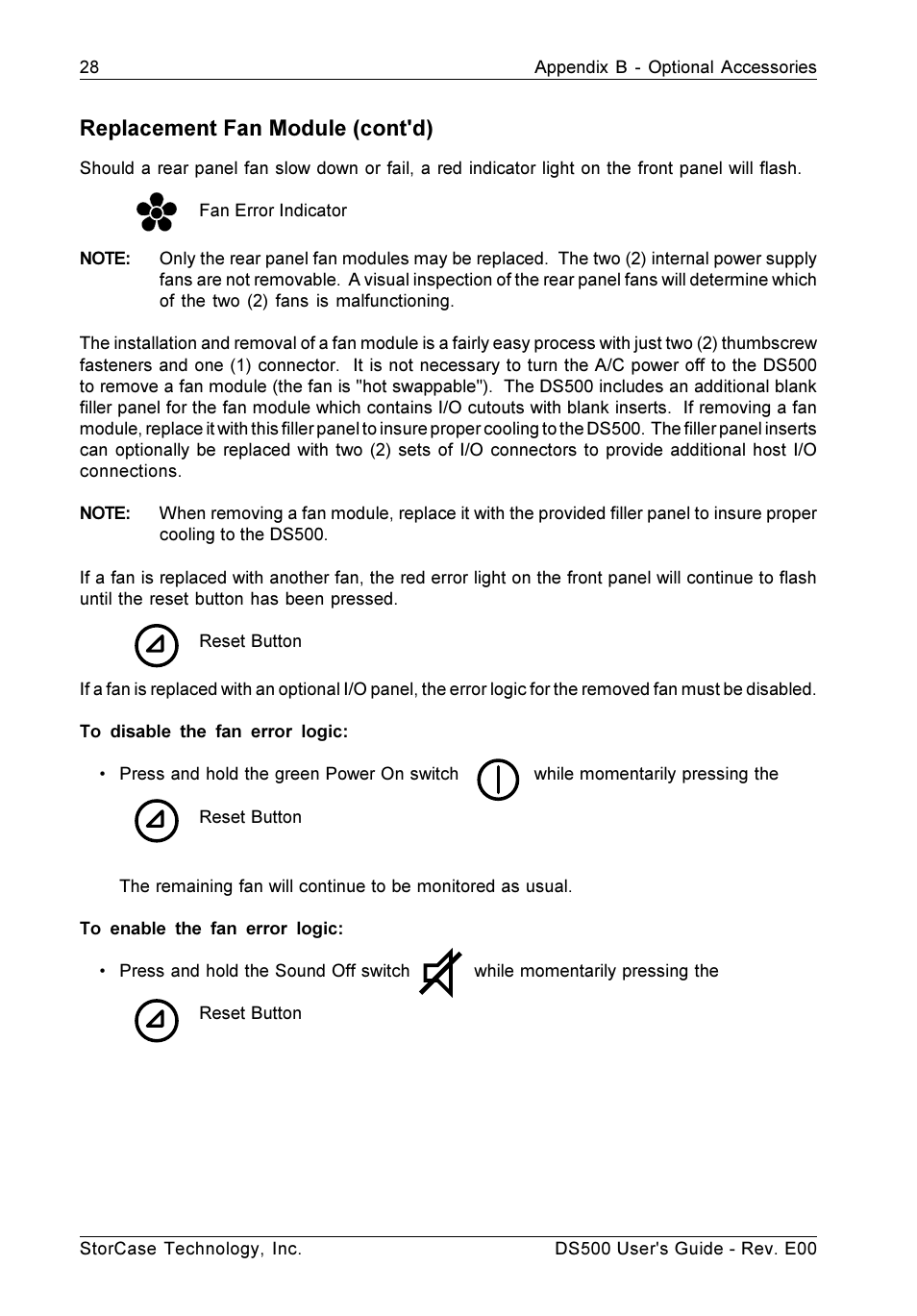Replacement fan module (cont'd) | StorCase Technology DS500 User Manual | Page 36 / 42