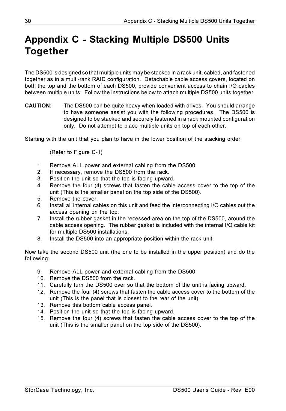 Appendix c - stacking multiple ds500 units, Together | StorCase Technology DS500 User Manual | Page 38 / 42