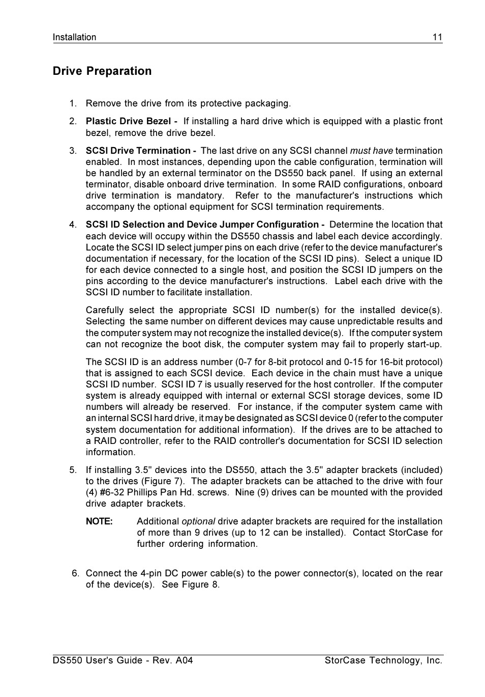 Drive preparation | StorCase Technology DS550 User Manual | Page 19 / 42