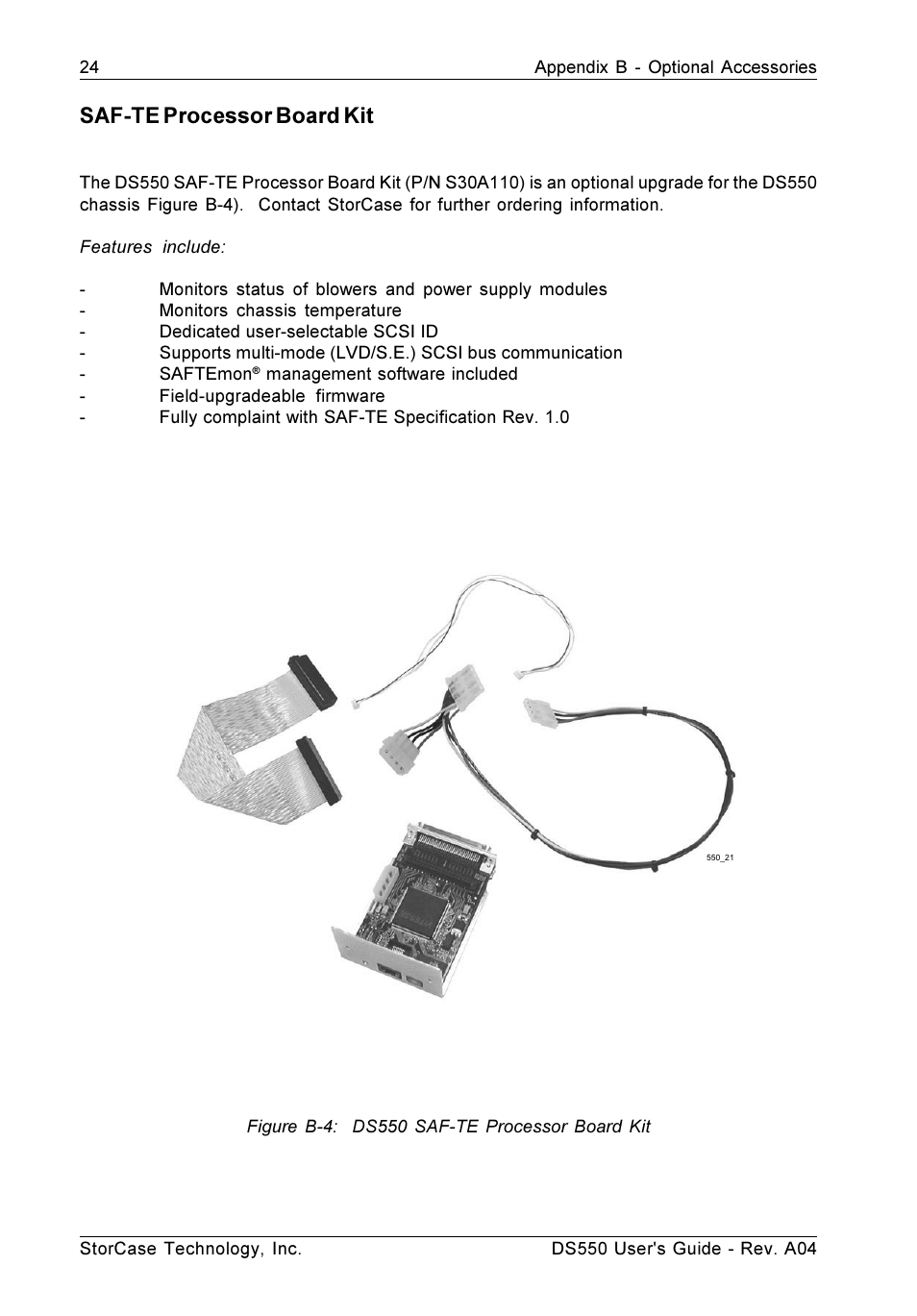 Saf-te processor board kit | StorCase Technology DS550 User Manual | Page 32 / 42