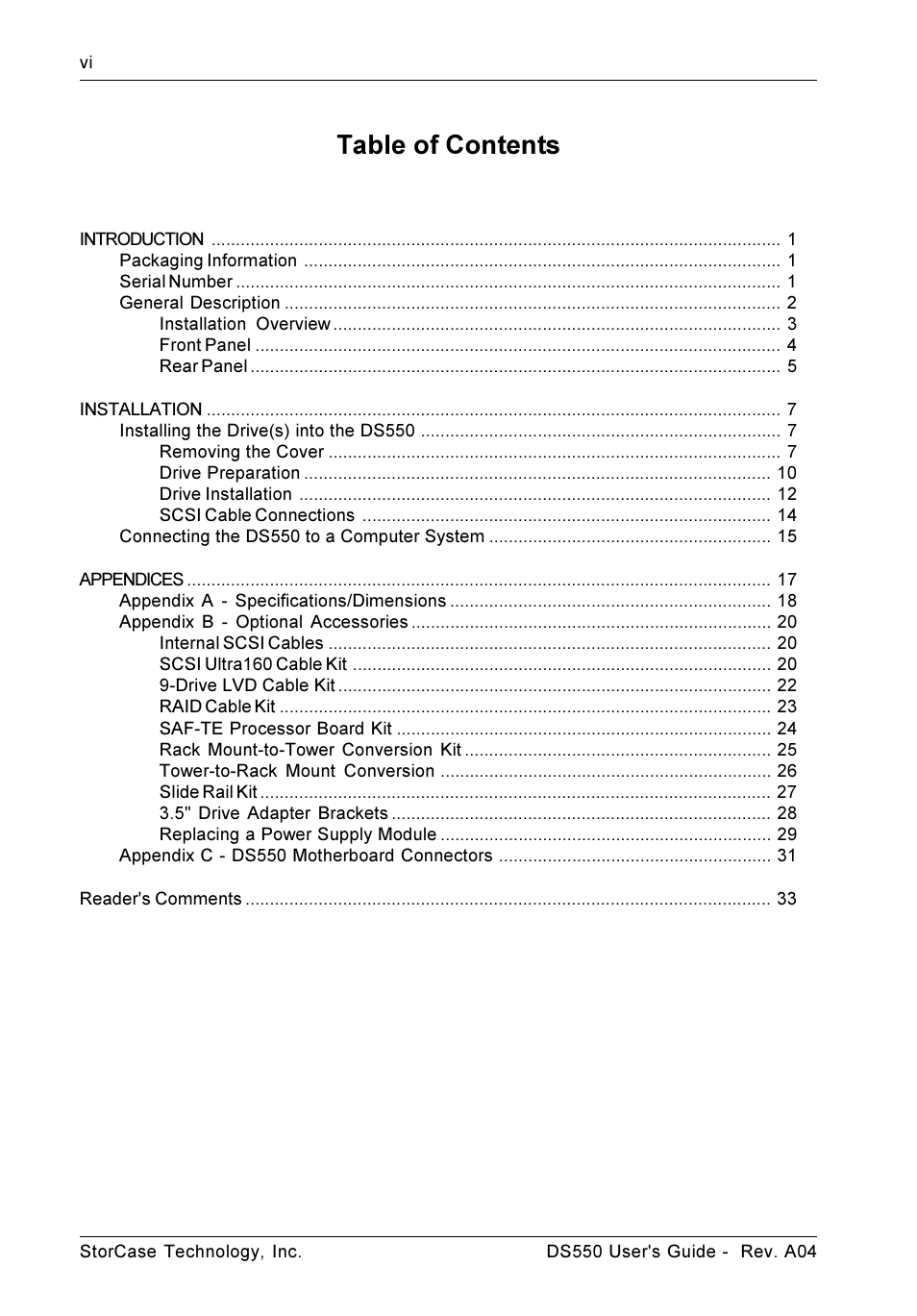 StorCase Technology DS550 User Manual | Page 7 / 42