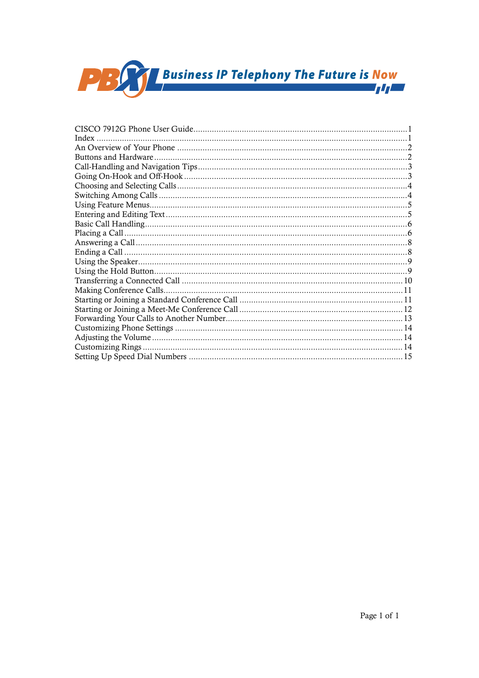 Index, Business ip telephony the future is now | Cisco 7912G User Manual | Page 2 / 16