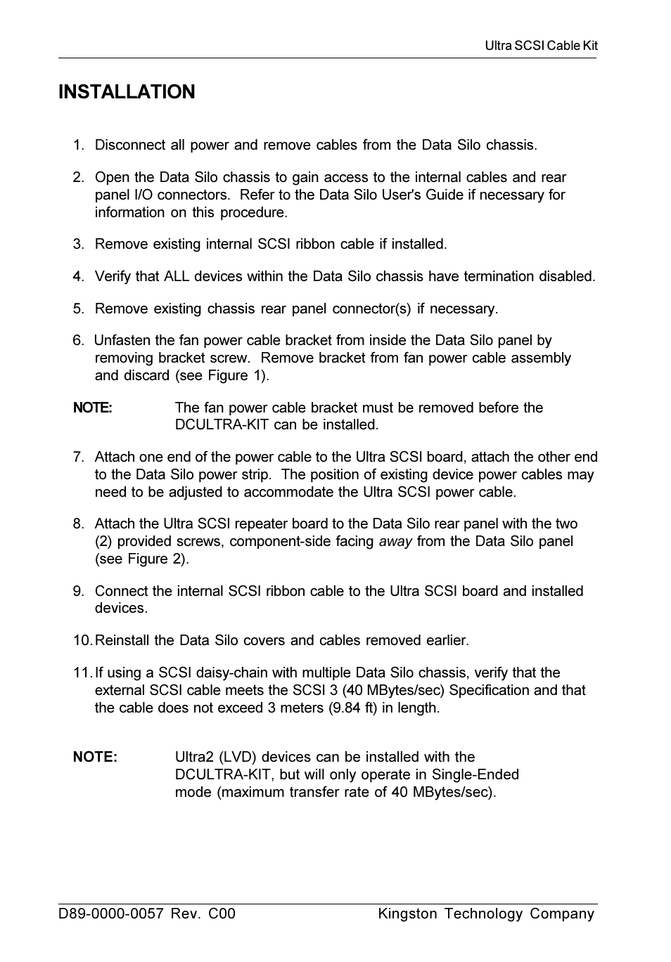 Installation | StorCase Technology DCULTRA-KIT SCSI User Manual | Page 2 / 4