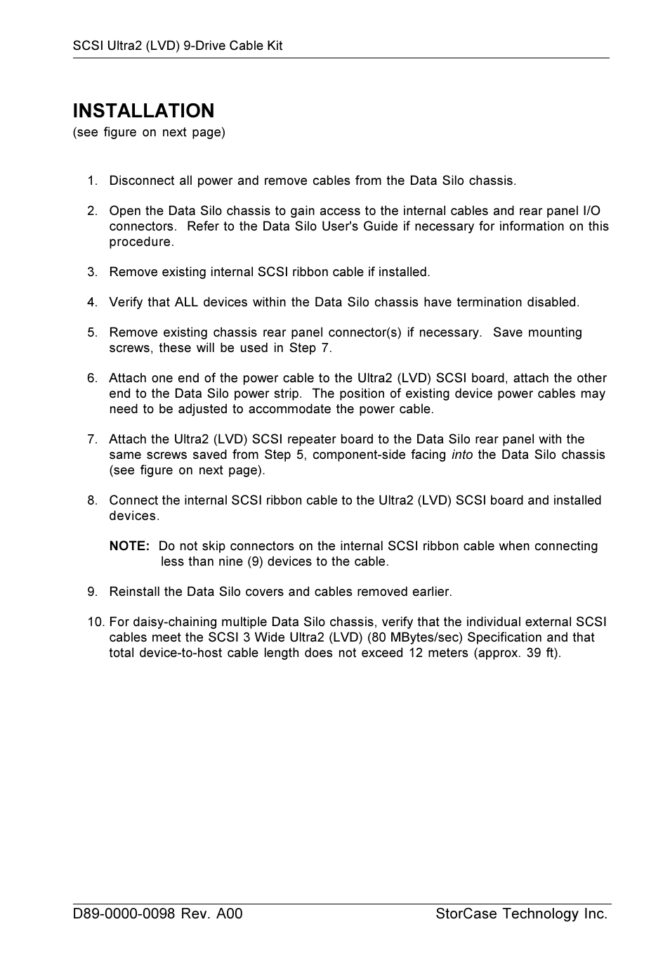 Installation | StorCase Technology DCULTRA2-9KIT SCSI User Manual | Page 3 / 4