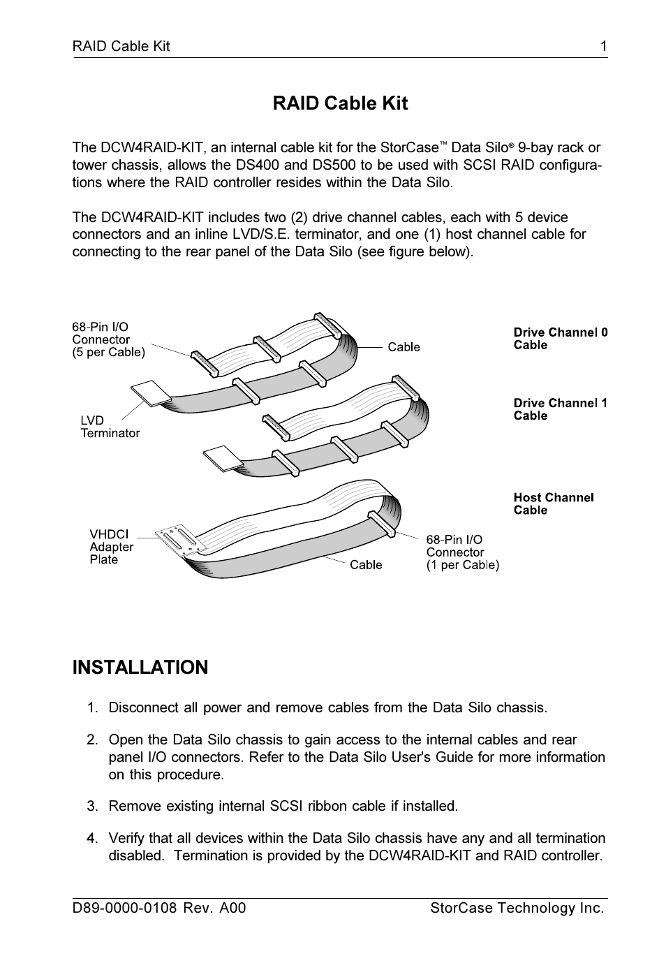 StorCase Technology DCW4RAID-KIT User Manual | 2 pages