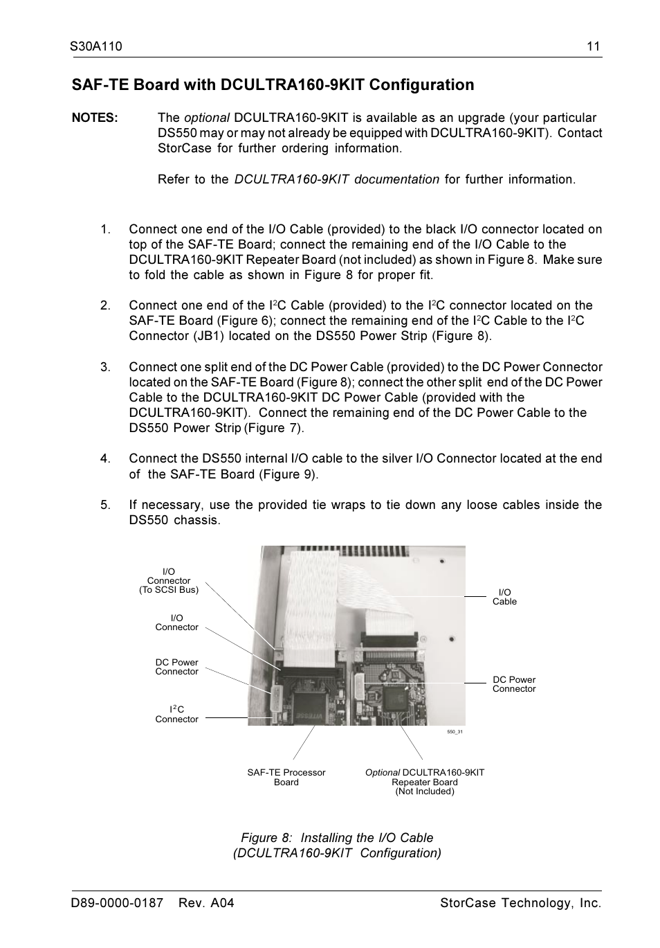 Saf-te board with dcultra160-9kit configuration | StorCase Technology DS550 User Manual | Page 11 / 22