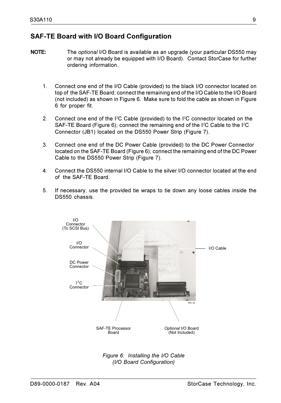 Saf-te board with i/o board configuration | StorCase Technology DS550 User Manual | Page 9 / 22