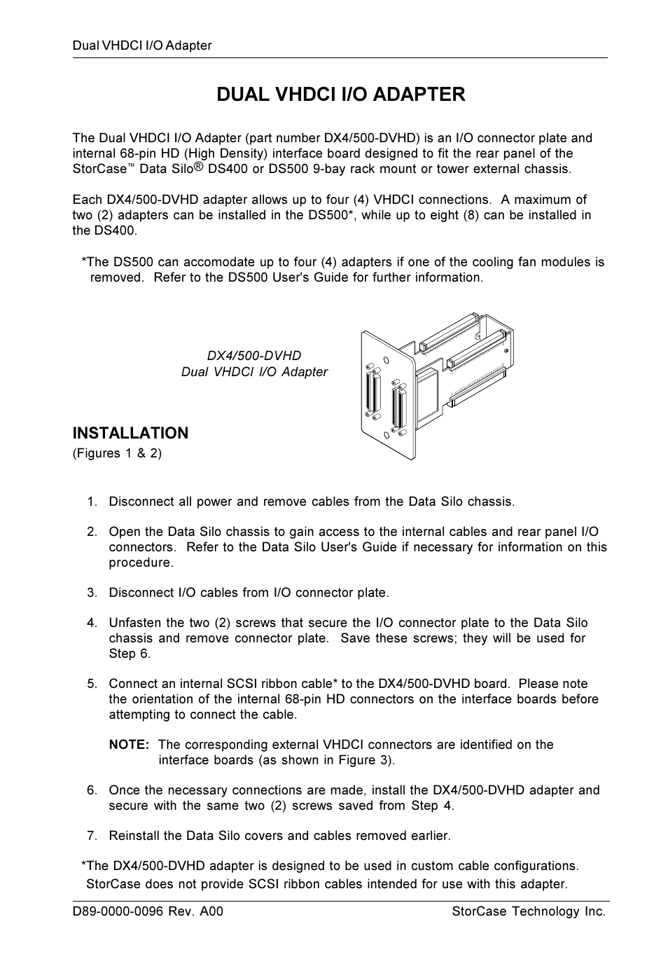 StorCase Technology DX4/500-DVHD User Manual | 2 pages