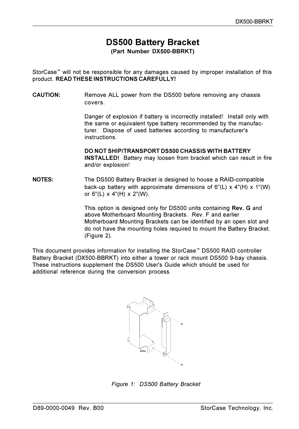 StorCase Technology DX500-BBRKT RAID User Manual | 6 pages