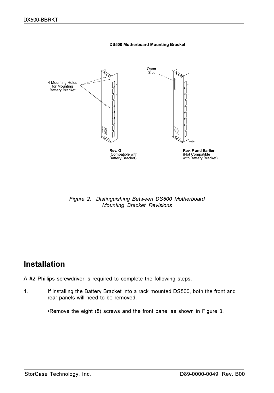 Installation | StorCase Technology DX500-BBRKT RAID User Manual | Page 2 / 6