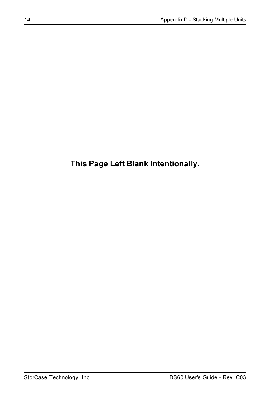 This page left blank intentionally | StorCase Technology DS60 User Manual | Page 23 / 25