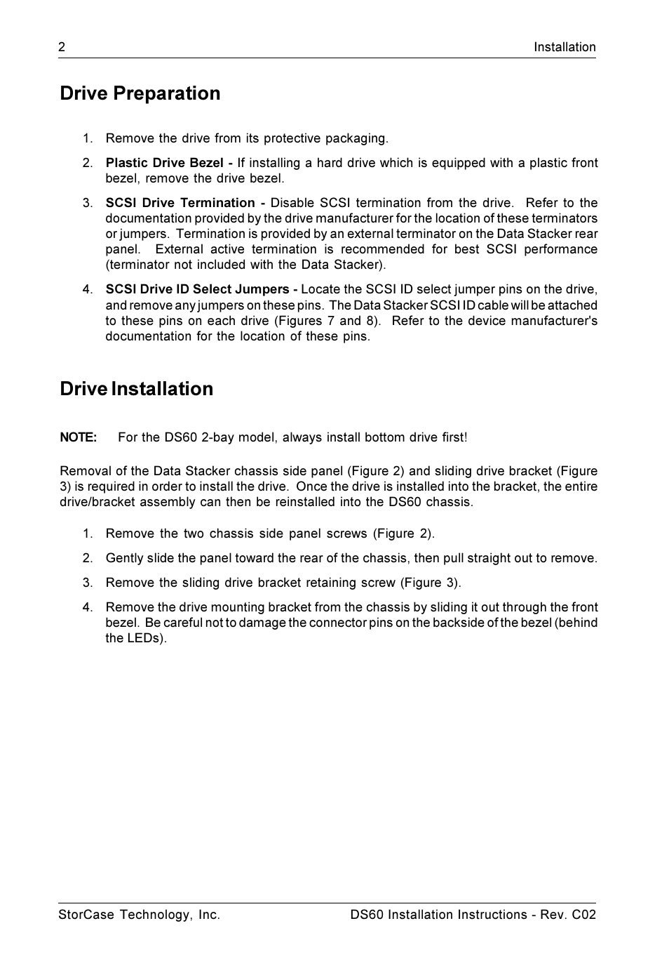 Drive preparation, Drive installation | StorCase Technology DS60 User Manual | Page 5 / 15