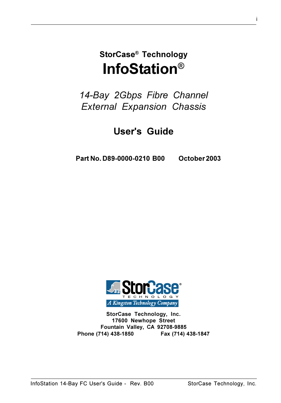 Infostation | StorCase Technology 14-Bay 3U Fibre User Manual | Page 2 / 49