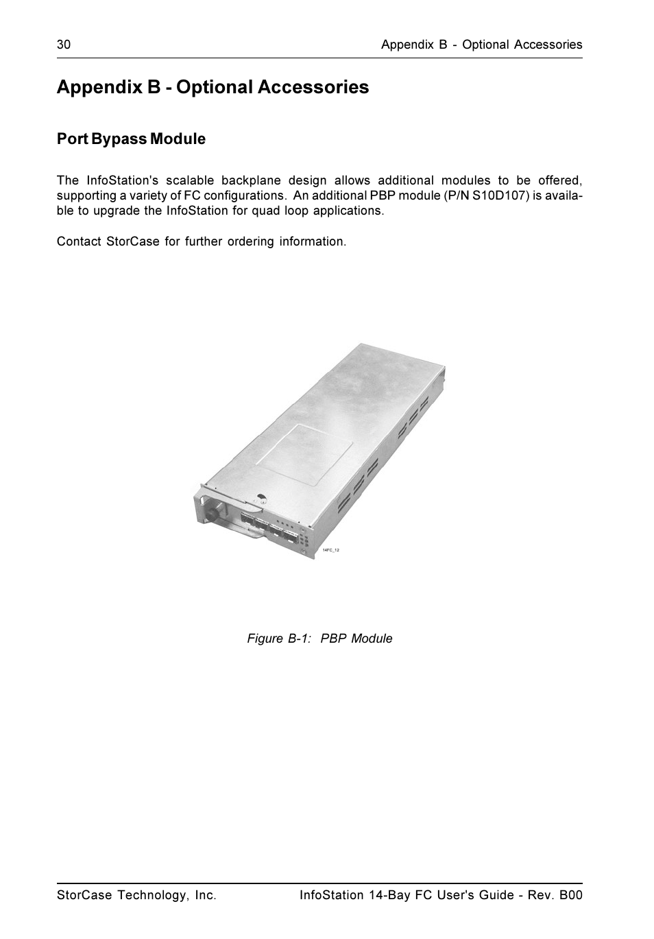 Appendix b - optional accessories, Port bypass module | StorCase Technology 14-Bay 3U Fibre User Manual | Page 39 / 49