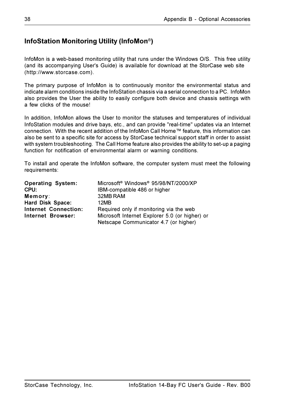 Infostation monitoring utility (infomon | StorCase Technology 14-Bay 3U Fibre User Manual | Page 47 / 49