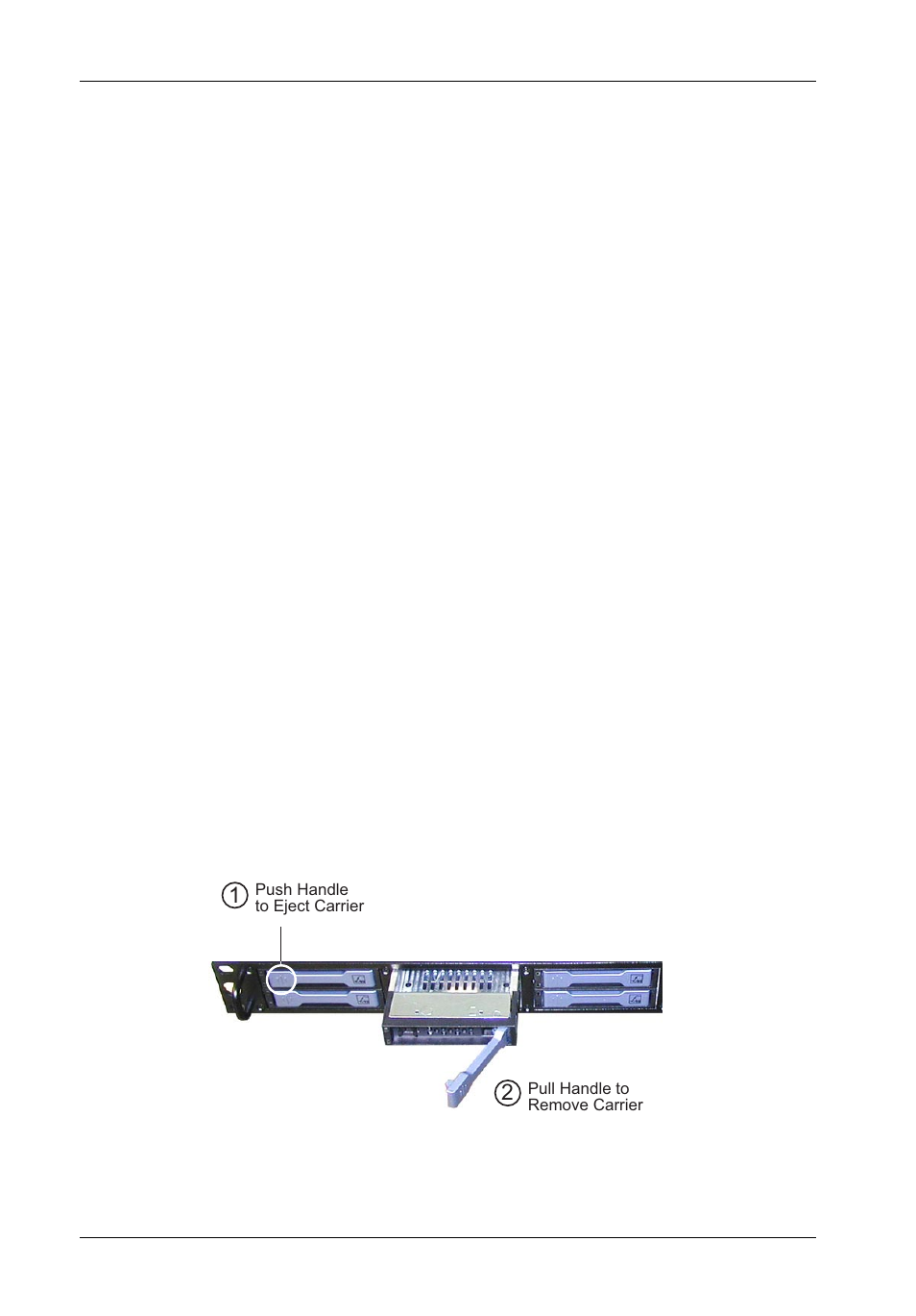 Inserting a drive carrier (with drive installed), Removing a drive carrier (with drive installed) | StorCase Technology InfoStation 10-Bay 1U Ultra320/SATA User Manual | Page 25 / 119