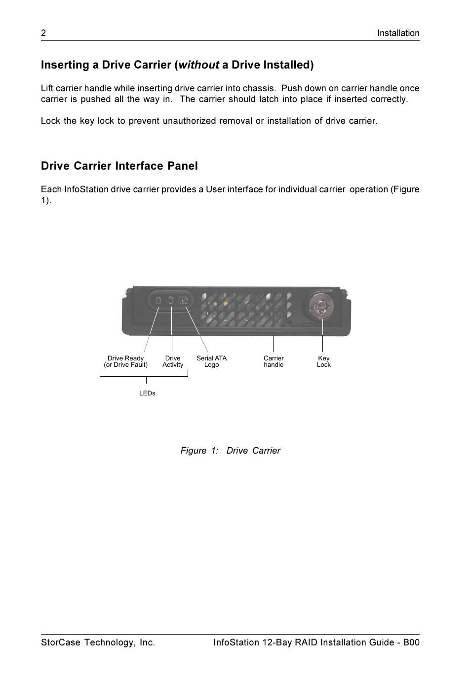 Drive carrier interface panel | StorCase Technology InfoStation 12-Bay 4U Ultra320/SATA User Manual | Page 7 / 18