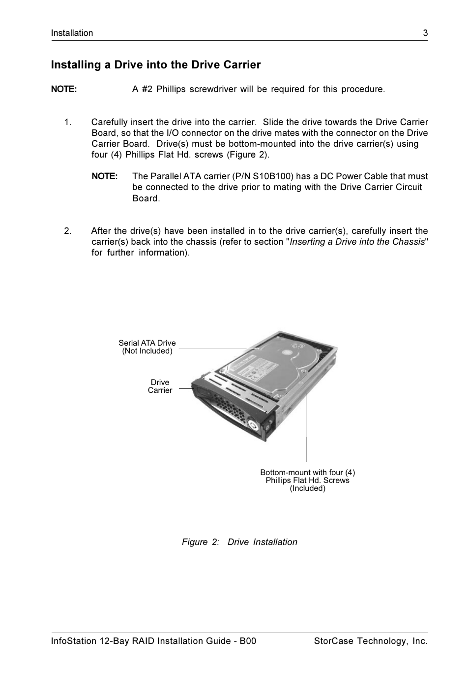 Installing a drive into the drive carrier | StorCase Technology InfoStation 12-Bay 4U Ultra320/SATA User Manual | Page 8 / 18
