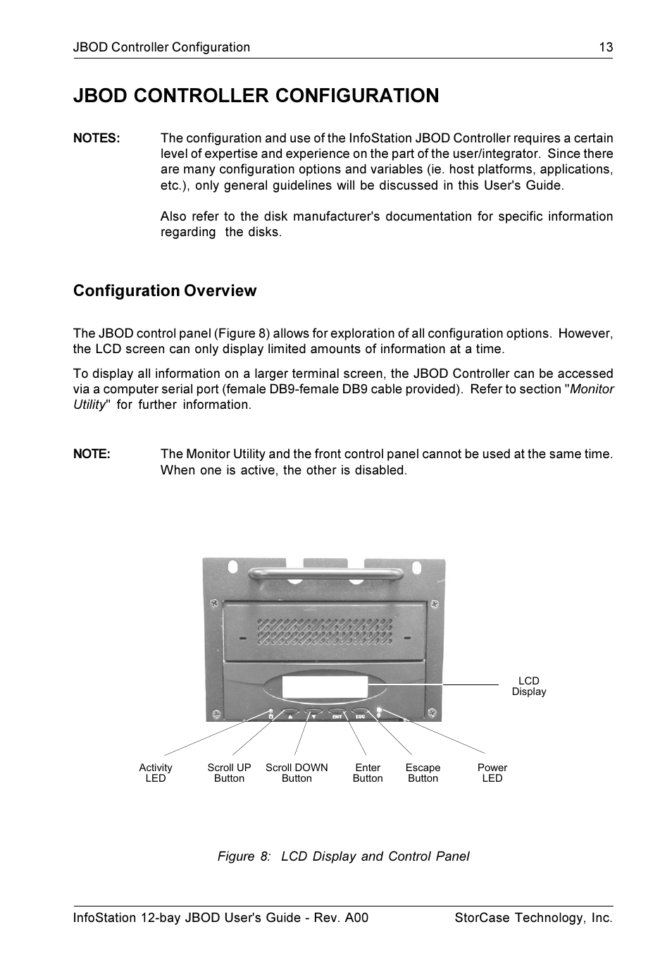 Jbod controller configuration, Configuration overview | StorCase Technology 12-Bay 4U Fibre/SATA JBOD User Manual | Page 22 / 49