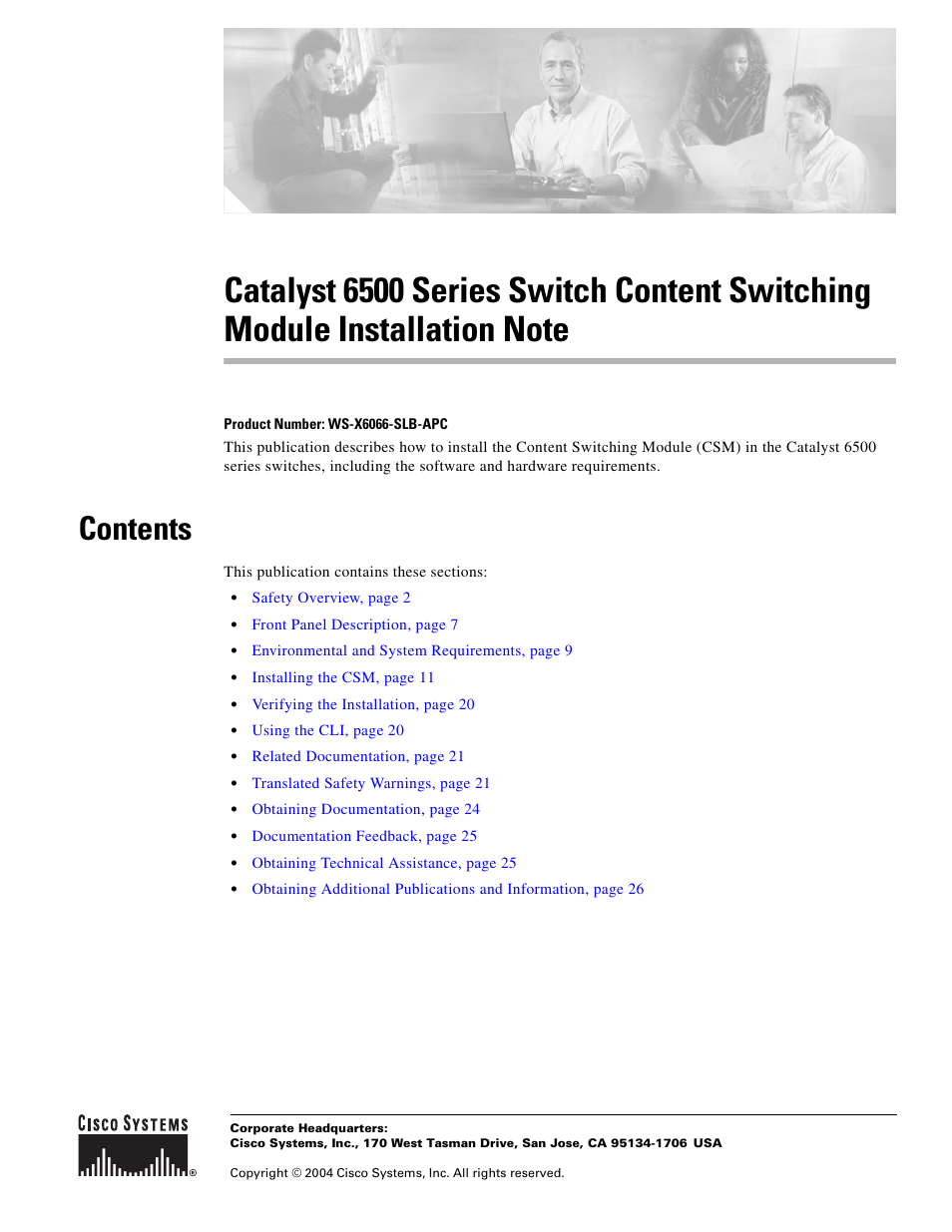 Cisco 6500 WS-X6066-SLB-APC User Manual | 28 pages