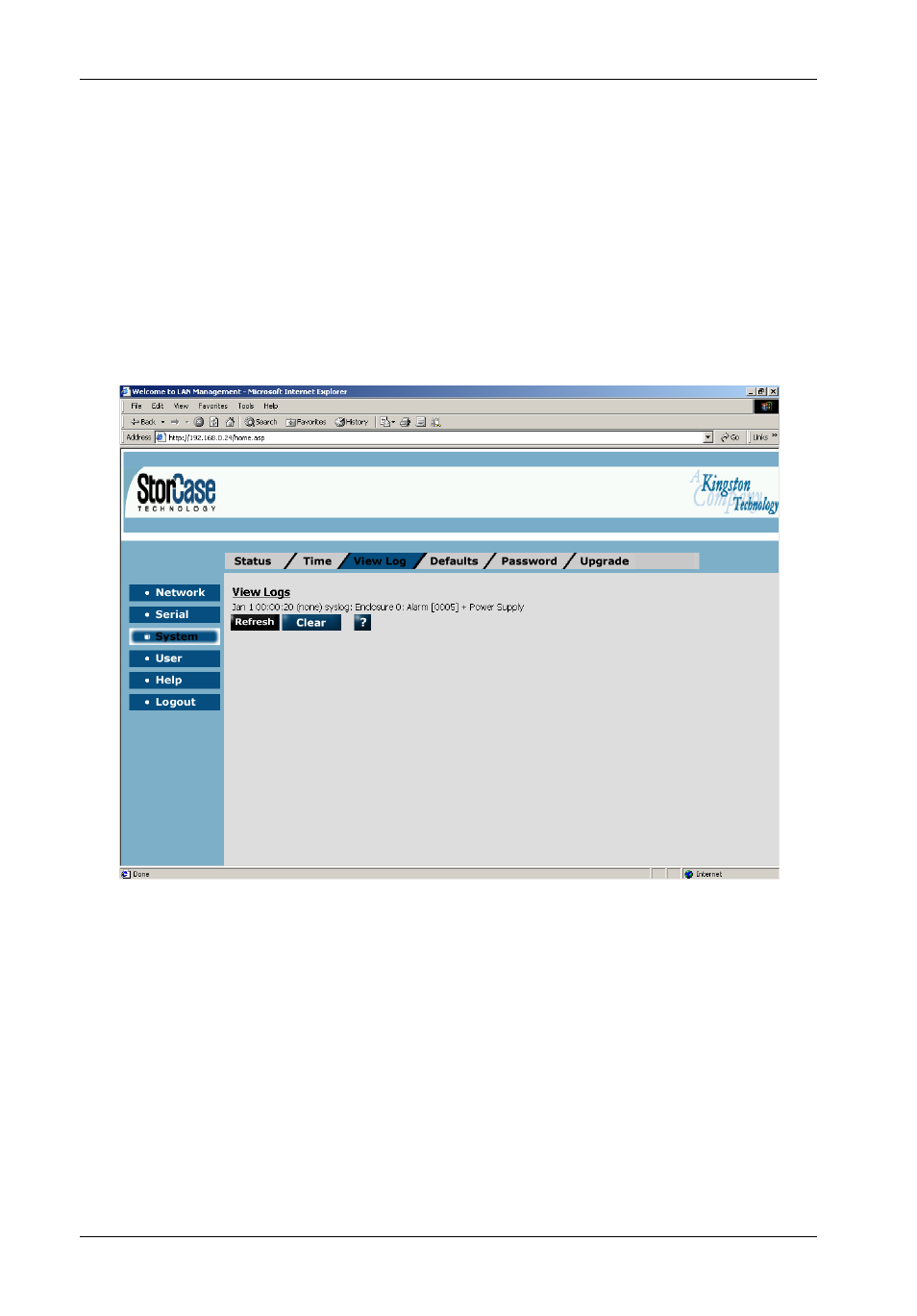 System view log | StorCase Technology InfoStation 16-Bay 3U SCSI/SATA User Manual | Page 16 / 28