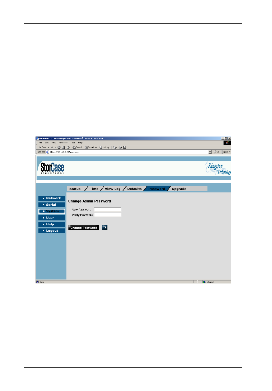 Changing administrator password | StorCase Technology InfoStation 16-Bay 3U SCSI/SATA User Manual | Page 18 / 28